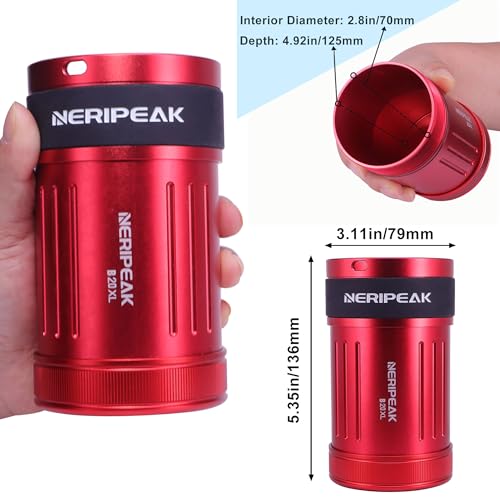 Neripeak-XL Waterproof PLB Container Car Key Case 429 FT IPX8 Rugged Aluminum Personal Locator Beacon Credit Card Wallet Capsule for Scuba Diving & Watersports, Buoyant Dry Box - color: Red