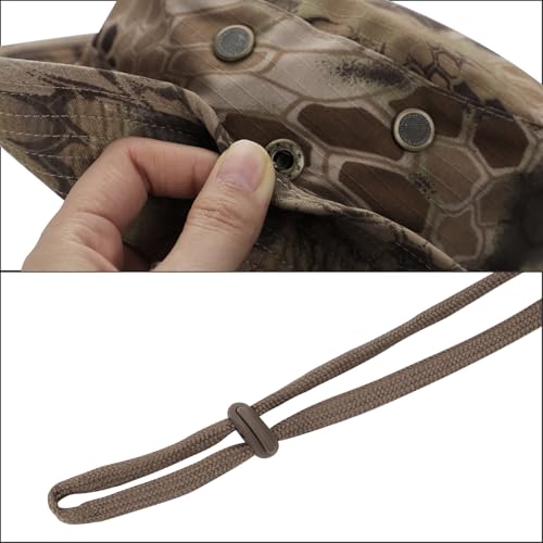 2PCS Camo Boonie Hat Balaclava Face Mask Wide Brim Sun Hat for Hunting Hiking Bucket Cap with Adjustable Strap - color: Yellow