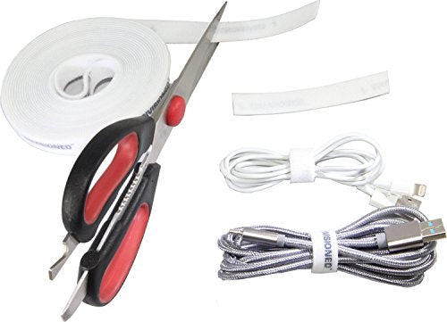 16ft x 1/2 inch Hook Loop Cable Ties Roll | ENVISIONED Multipurpose Fastening Reusable Straps | Cut-To-Length Self Gripping Fastener | Cable Management Tape (White) - color: White Roll 16'
