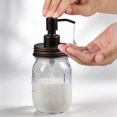 Amolliar Mason Jar Liquid Soap Dispenser Lid, Bathroom Decor, Bronze 1 Pack | Refillable Lotion Soap Pump16OZ Regular Mouth Jar, Hand Soap, Dish, Stainless Steel Soap Pump Lid, Farmhouse Bathroom Decor - color: Bronze, size: 1 Pack