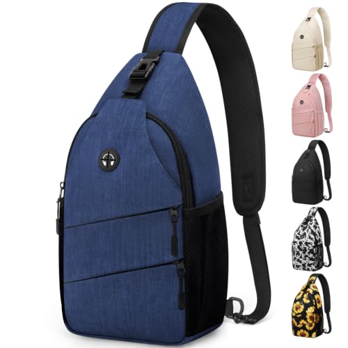 Pritent Crossbody Bags for Women Men Trendy Sling Bag Backpack Casual Chest Bag with Convertible Shoulder Strap - color: Blue, size: Large