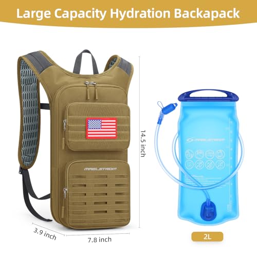 Maelstrom Tactical Hydration Backpack,Water Pack with 2L Water Bladder - color: Khaki
