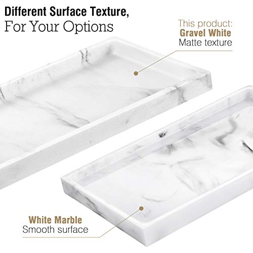 Luxspire Resin Bathroom Vanity Tray for Countertop Organizer, M, Gravel White - color: Gravel White, size: M
