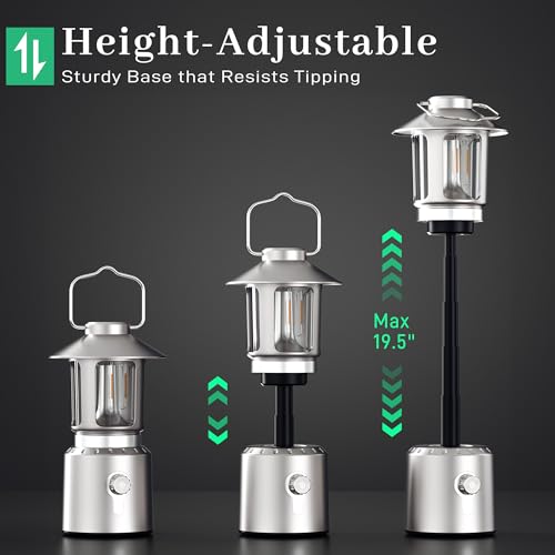 Camping Lantern Rechargeable, Telescopic 8000mAh Camping Light - color: Silver