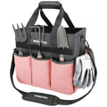 WORKPRO Garden Tool Bag, 10 Pockets and Shoulder Strap, Pink | Heavy Duty Gardening Organizer Tote Bag Standable Garden Home Tool Kits Organizer (Tools are not Included) - color: Pink