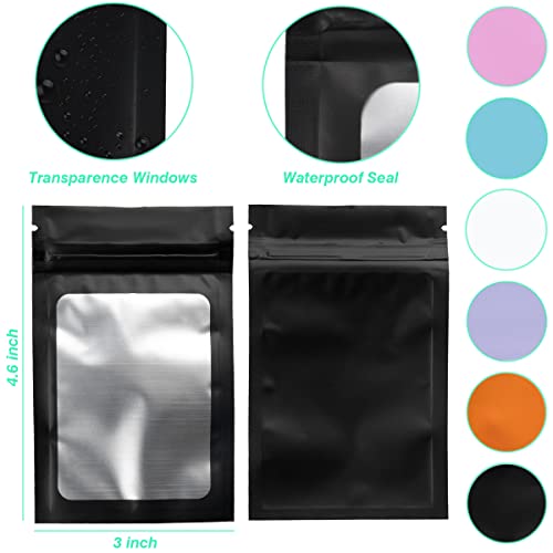 DOSEWART 200Pcs 3 x 4.6Inch Resealable Holographic Bags with Clear Window - color: White