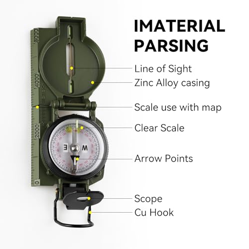 Compass Military Grade, Precision Navigation Compass for Hiking - color: Green-2G