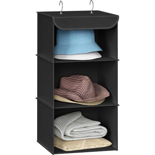 Simple Houseware 3 Shelf Hanging Closet Organizer, Black - color: Black