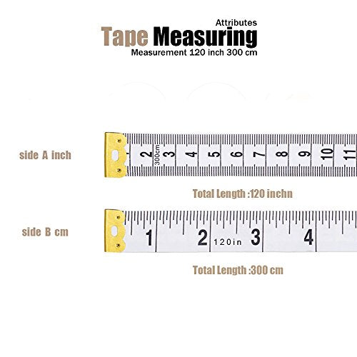 Measuring Tape for Sewing, 120 Inch Soft Fabric Cloth Tape Measure for Body Measurement, 5 Pack Double Scale Seamstress Tailor Ruler for Waist Clothing Nursing Craft(Yellow) - color: Yellow