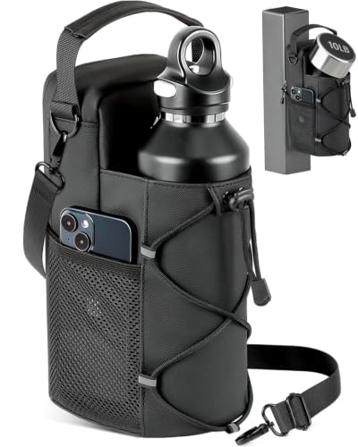 Magnetic Gym Bag for Men - Water Bottle Carrier Holder Bag | Shoulder Strap, 4 Built-in Magnets Gym Gifts for Men - color: Black