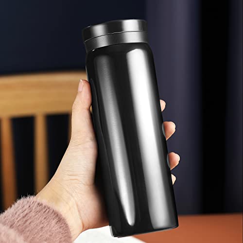 Mini Thermos Cute Water Bottle - 7 oz Tiny Insulated Vacuum 18/10 Stainless Steel Small Flask - Leak Proof & Spill Proof & Keeps Cold and Hot for Drink, Coffee, Tea - Black - color: Black, size: 6.8 Ounces