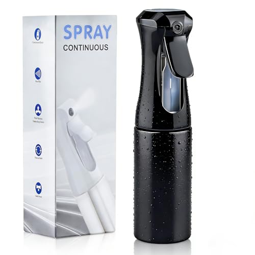 Continuous Spray Bottle for Hair, 6.8 OZ Ultra Fine Mist Spray Bottle - color: Whole Black