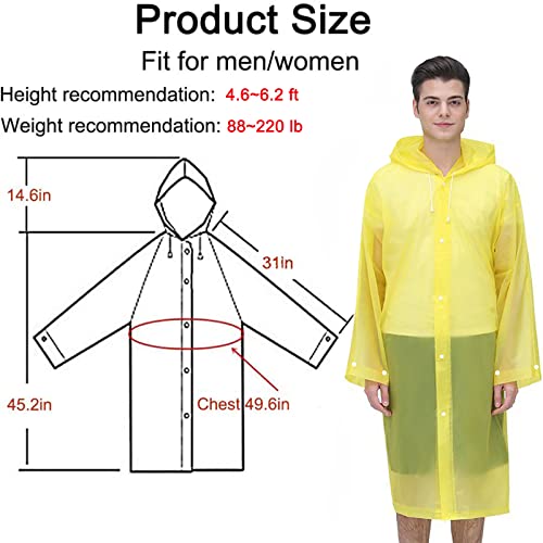 Rain Ponchos Raincoats for Adults Women Men, Reusable 2 Pack Rain Jacket Coats with Hood for Family Disney Camping Hiking - color: 1 White+1 Yellow