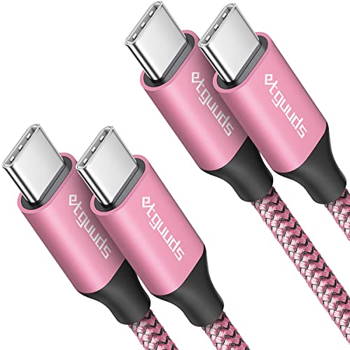 etguuds USB C to USB C Cable 3ft, 2-Pack 60W C to C Cable Fast Charging | for iPhone 17 16 15 Pro Max Plus Air, Samsung Galaxy S26 S25 S24 S23, USBC iPad MacBook Charger Cord Type C, Pixel, Pink - color: Pink, size: 3ft