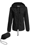 Avoogue Raincoat Women Lightweight Waterproof Rain Jackets Packable Outdoor Hooded Windbreaker - color: Black, size: Small