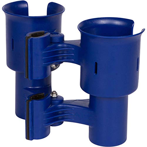 ROBOCUP, (Navy), Patented Boat Cup Holder, Clamp on Portable Storage Caddy Securely Holds 2 Drinks, Fishing Poles, Tools, Marine Gear | Perfect for Boating, Beach Umbrellas, Golf Carts - color: Navy, size: Standard Spring