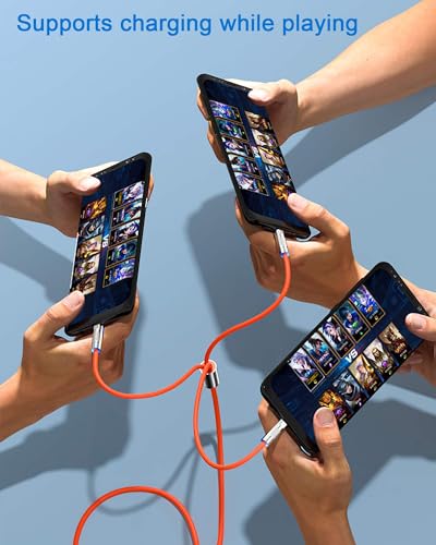 Awnuwuy 4FT Multi 3in1 Charging Cable Orange, 3 Port Lightning/Type-C/Micro | Multiple Charger Cable, Short Universal Charging Cable for iPad, iPhone 17/16/15/14, Samsung, Google, Sony PS5, Kindle - color: Orange, size: 4FT