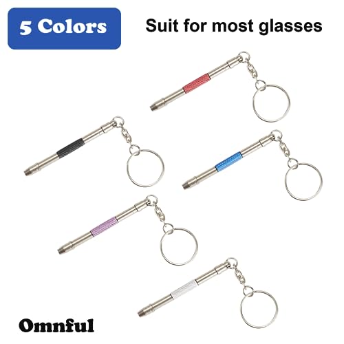 Glasses Repair Kit with Precision 5 in 1 Mini Screwdrivers Set Keychain for Eyeglasses, Sunglasses, Jewelry, Watch, Electronics, Toy, Eye glass Repairing Kit, Hex, Phillips, Flat Head (2pcs Purple) - color: 2pcs Purple