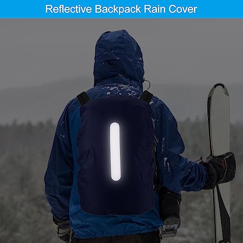 PATIKIL Waterproof Backpack Rain Cover, Non-Slip Backpack Cover with Vertical Reflective Strap Stay Dry for Hiking, Camping, Hunting - color: Dark Blue, size: Large