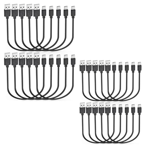 Short 1ft USB C Cable 20-Pack Bulk, USB A to Type C Charging Cord, Black | USBC Fast Charging and Data Transfer Cables, Multipack, 1 Foot / 12 inch - color: Black, size: 1 Foot