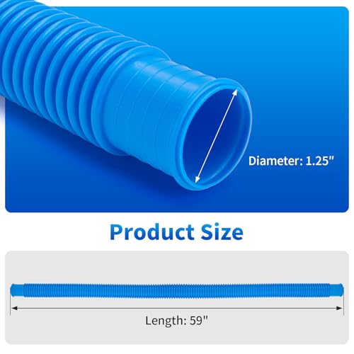 1.25 x 59 Inch Pool Hoses for Above Ground Pools,Pool Filter Pump Hoses,Compatible With Intex Filter Pump 607,637 With 12 Metal Clamps（3 Pack）