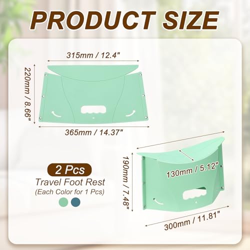 PATIKIL Travel Foot Rest, Portable Airplane Footrest with Handbag Function Lightweight Foldable Foot Stool to Relieve Back & Knee Pain for Long Flight Outdoor Camping, Dark & Pale Green - color: Dark Green, Pale Green