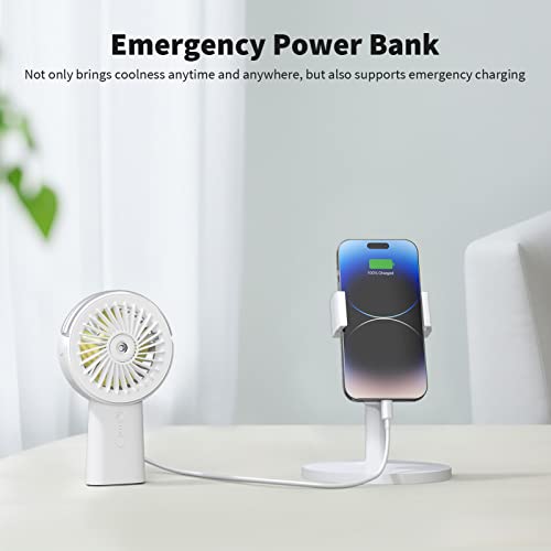 Otlonpe Handheld Misting Fan Portable, Small Personal Hand Held Rechargeable Mist Fan Water Spray, 4000mAh Battery Operated Hand Mister Fans 3-Speed, 4-15 Hrs Runtime for Travel Home Office Outdoor - color: White