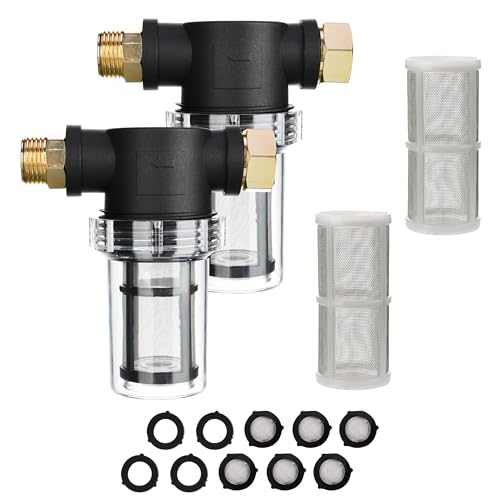 M MINGLE Garden Hose Filter for Pressure Washer Inlet, 2 Pcs | Inline Sediment Water Filter Attachment, 40 & 100 Mesh Screens, Fits Garden Hoses, Pumps, Sprinklers & RV Water Systems - size: 2 pcs