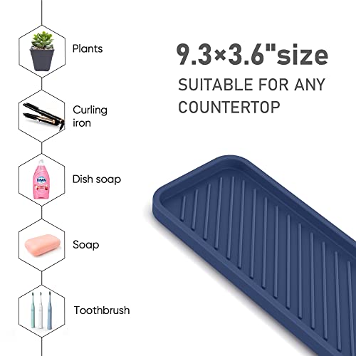 Silicone Sponge Holder, Kitchen Sink Organizer Tray（Sapphire Blue） - color: H-sa, size: 9.3x3.6inch