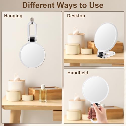 10X Magnifying Mirror, Double Side Handheld Mirror, Travel Makeup Mirror - color: Clear