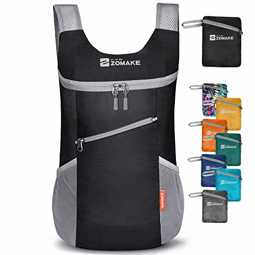 ZOMAKE Lightweight Packable Backpack, 14L Small Foldable Daypack for Hiking - color: Black, size: 14L