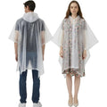UPSEN Rain Ponchos for Adults, 2 Pcs Reusable Raincoats Coats Jackets Emergency for Women Men with Hood - color: White