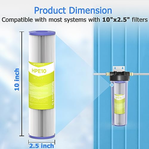 5 Micron Whole House Water Filter Cartridge, 10" x 2.5", 6-Pack - size: 5 Micron, style: 6 Pack