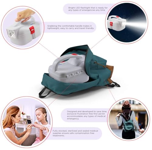 Primacare KB-9005 First Aid Flashlight Emergency Preparedness Kit for Disasters, Survival, Traveling, Camping, Hiking, Home and Office, 42 Pieces White