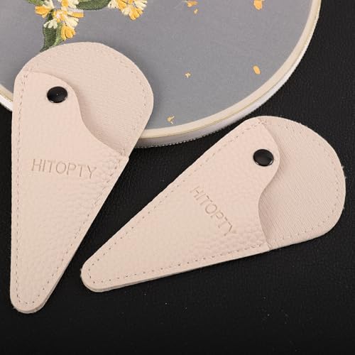 Small Sewing Scissors Protective Cover, White, 2-Pack | PU Leather, Compact, Scissors Sheath Case for Embroidery, Needlework, Crafting, Facial Hair Trimming, Threading Snips - color: white