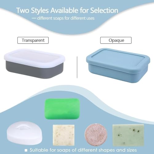 Travel Soap Case, Silicone Soap Container, Leakproof Soap Holder with Lid | Shatterproof Shampoo Bar Holder for Bathroom, Travel, Gym, Camp(Grey Blue) - color: Rectangular Grey Blue