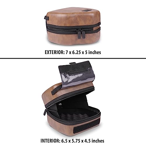USA Gear Hard Shell Camera Case for DSLR & Mirrorless Cameras, Compatible with Canon, Nikon, Sony & Fujifilm - Fits EOS R100, Rebel T7 / 2000D, Nikon Z30, Sony A7III / A7 IV, Fujifilm X-T5 / X-T50 - color: Brown Vegan Leather