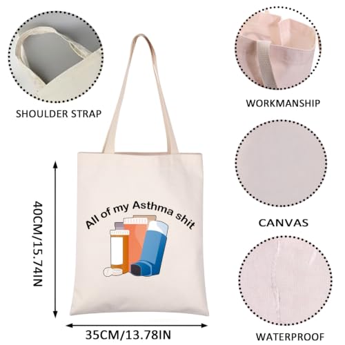 VAMSII Asthma Fighter Gift Asthma Inhaler Tote Bag All of My Asthma Shit Asthma Awareness Inhaler Medication Bag (Asthma Shit Tote) - color: Asthma Shit Tote