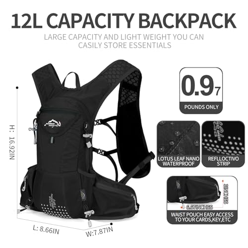 IX INOXTO Hydration Pack Backpack, Lightweight Water Backpack with 2L Hydration Bladder Daypack for Men Women,Running Hydration Vest for Trail Running Hiking Cycling Race Climbing - color: All black