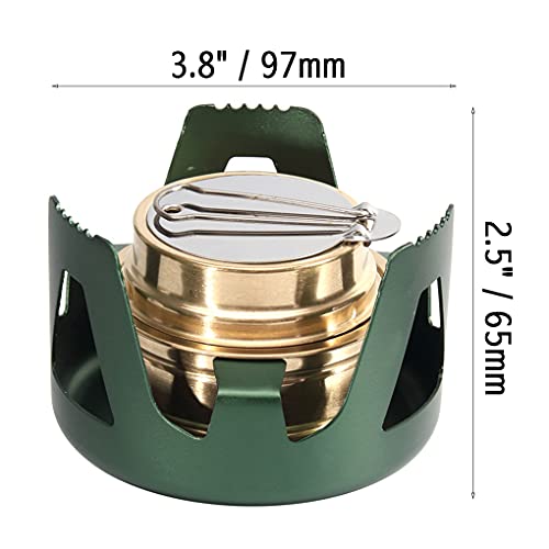 Mini Alcohol Backpacking Stove, Lightweight Brass Spirit Burner with Aluminium Stand for Camping Hiking and Picnic - color: Green
