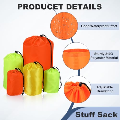 Drawstring Bag with Toggle Cinch Sack and Ditty Pouch Durable Ditty - color: Orange, size: 7x13inch