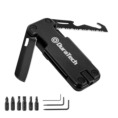 DURATECH 16-In-1 Multitool Knife, Compact EDC Multi Tool | Gift for Men, Blade, Magnetic Bit Holder, 6 S2 Screwdriver Bits, Bottle Opener, Rope Cutter, For Camping, Hiking, Survival