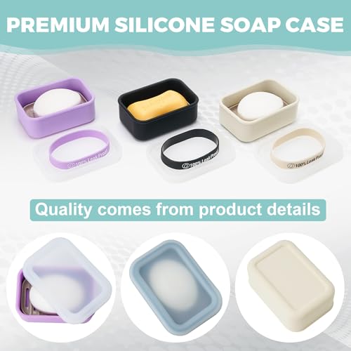 Compact Leakproof Travel Soap Case with Lid & Silicone Strap - Portable Draining Soap Bar Holder for Gym, Bathroom, Camping - Lightweight Silicone Soap Dish Container (Light Green) - color: Light Green