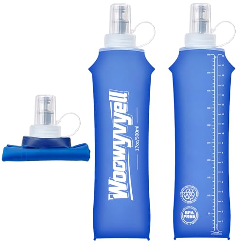 Running Vest Soft Flask, 2PCS BPA-Free 500ml Collapsible Water Bottle for Hydration Backpack, Collapsible Water Bottles for Marathon Hiking Cycling Climbing - color: Blue