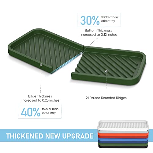 Silicone Sponge Holder, Kitchen Sink Organizer Tray（Green） - color: G-ge, size: 9.3x3.6inch