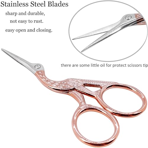 BIHRTC 3.6 Inch Embroidery Scissors Small Precision Embroidery Scissors | Stainless Steel Crafting Shears for Needlework Threading Sewing Handcraft Crochet Artwork DIY Tools - color: Rose Gold, size: 3.6inch