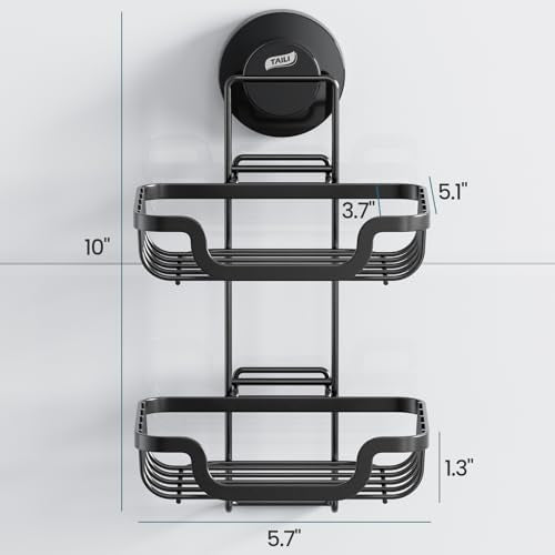 TAILI Soap Holder, Soap Dish Suction Cup with Hooks, Stainless Steel (Light Black) | Soap Dish for Shower, Bathroom Bar soap holder Shower Wall, Stainless Steel Sponge Holder for Tub Kitchen, Black - color: Light Black