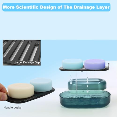 HAYSNA Solid Shampoo Bar Holder, Large Bar Soap Holder, Travel Soap Container, Soap Box with Draining Layer, Soap Case for Bathroom, Traveling, Gym, Camping (Blue Style-1-Large) - color: Blue Style-1-large