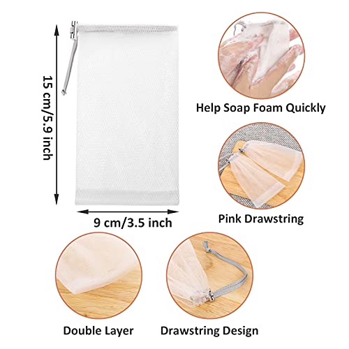 Cobahom 6 Pack 6 x 3.5 Inch Mesh Soap Bag Mesh Foaming Net Soap Sack Bags | Soap Handmade Soap Bubble Mesh Net Bags with Drawstring, Mesh Soap Saver Pouch Bag for Bath & Shower (Gray) - size: 6 Pcs Grey Soap Bag