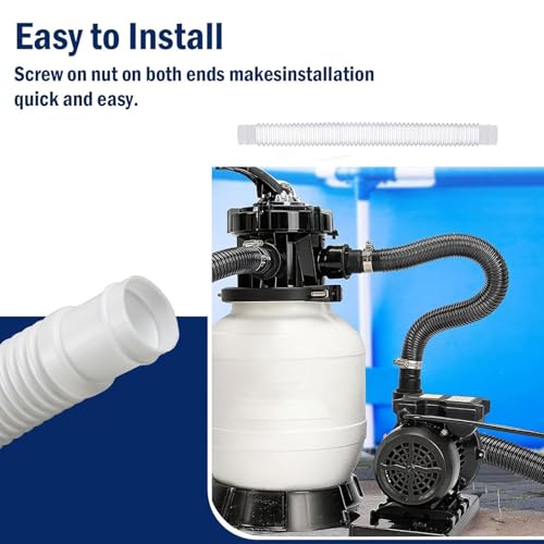 Pool Sand Filter Pump Hose– 1.25'' Diameter Pool Hose Replacement for Above Ground Pools Compatible with Intex & Coleman Pump Sand Filter and Saltwater Systems (1 pack white) - color: 1 pack white